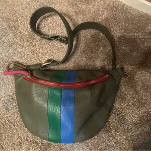 Capital Z Crossbody. Exterior pocket; interior pocket and card slots.